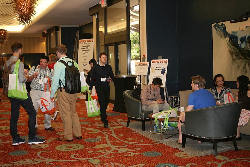 IMPS 2016 hotel lobby with attendees arriving