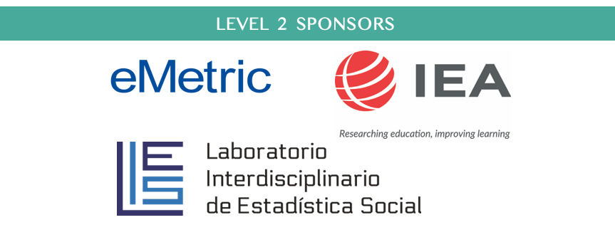 Level 2 Sponsor logos - eMetric, IEA, Laboratorio Interdisciplinario de Estadística Social